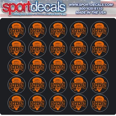 Sportdecals Lacrosse Defense 3/4" Award Decals (Orange on Black)
