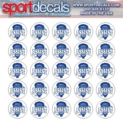 Sportdecals Lacrosse Assist 3/4" Award Decals (Royal on White)