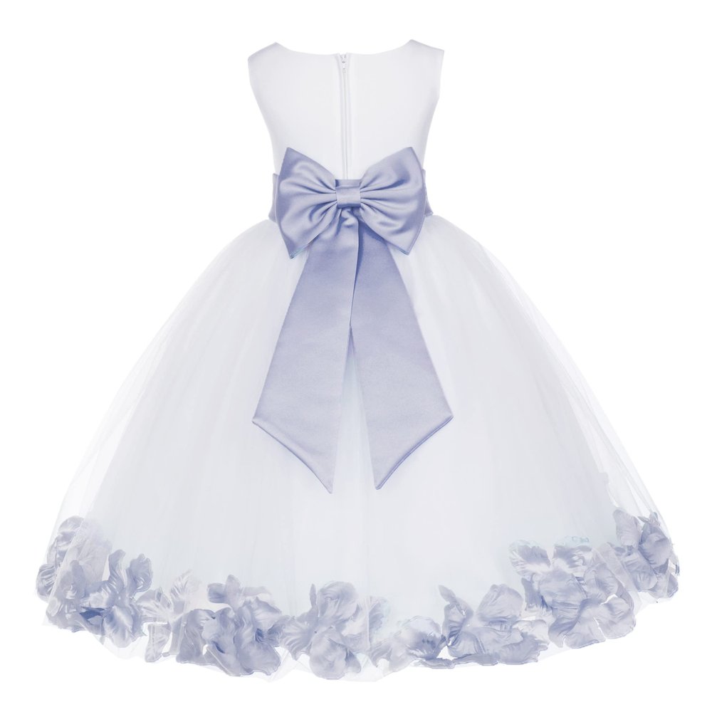 Wedding Rose Petals White Tulle Flower Petals Girl Toddler Gown Handmade 302T 8