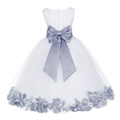 Wedding Rose Petals White Tulle Flower Petals Girl Toddler Gown Handmade 302T m