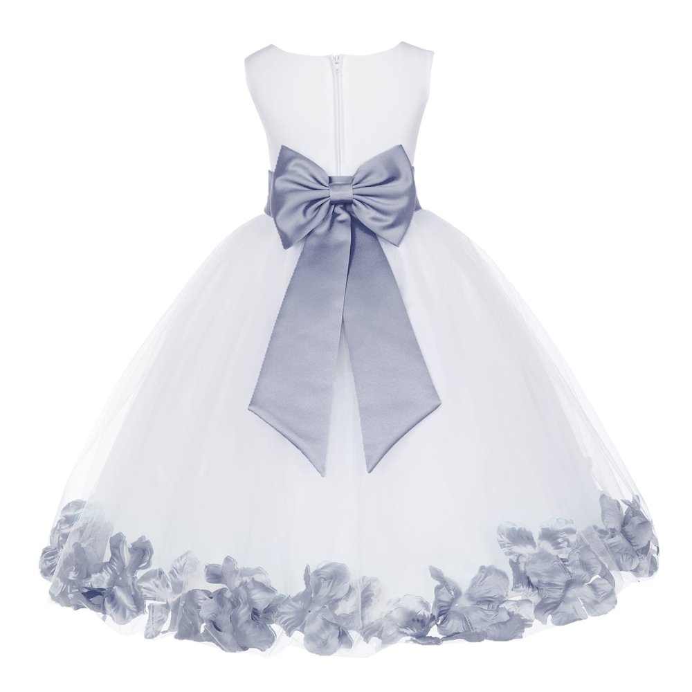 Wedding Rose Petals White Tulle Flower Petals Girl Toddler Gown Handmade 302T m
