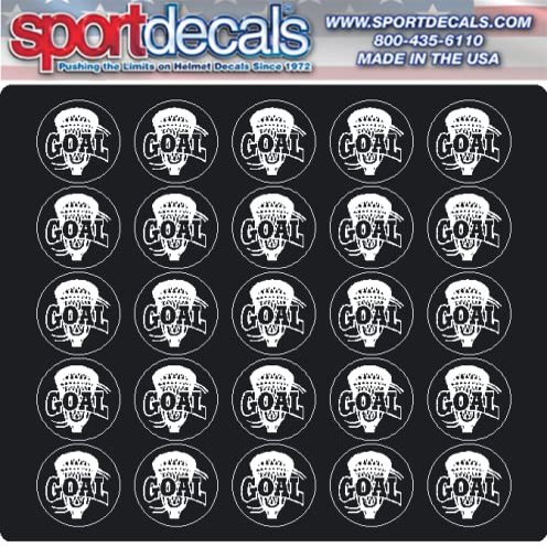 Sportdecals Lacrosse Goal 3/4" Award Decals (White on Black)