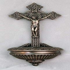 CatholicStore Crucifixion Holy Water Font, Cold Cast Bronze, 11"