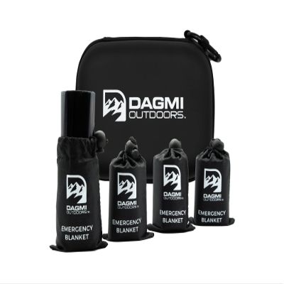 Dagmi Outdoors Emergency Mylar Thermal Blanket 4 Pack. Space Blankets for Survival Kits & Extreme Cold Weather - NASA Designed - Perfect for Camping Survival, Bug Out Bag, Hiking, Car Survival