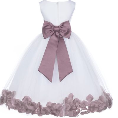Wedding Rose Petals White Tulle Flower Petals Girl Toddler Gown Handmade 302T 4