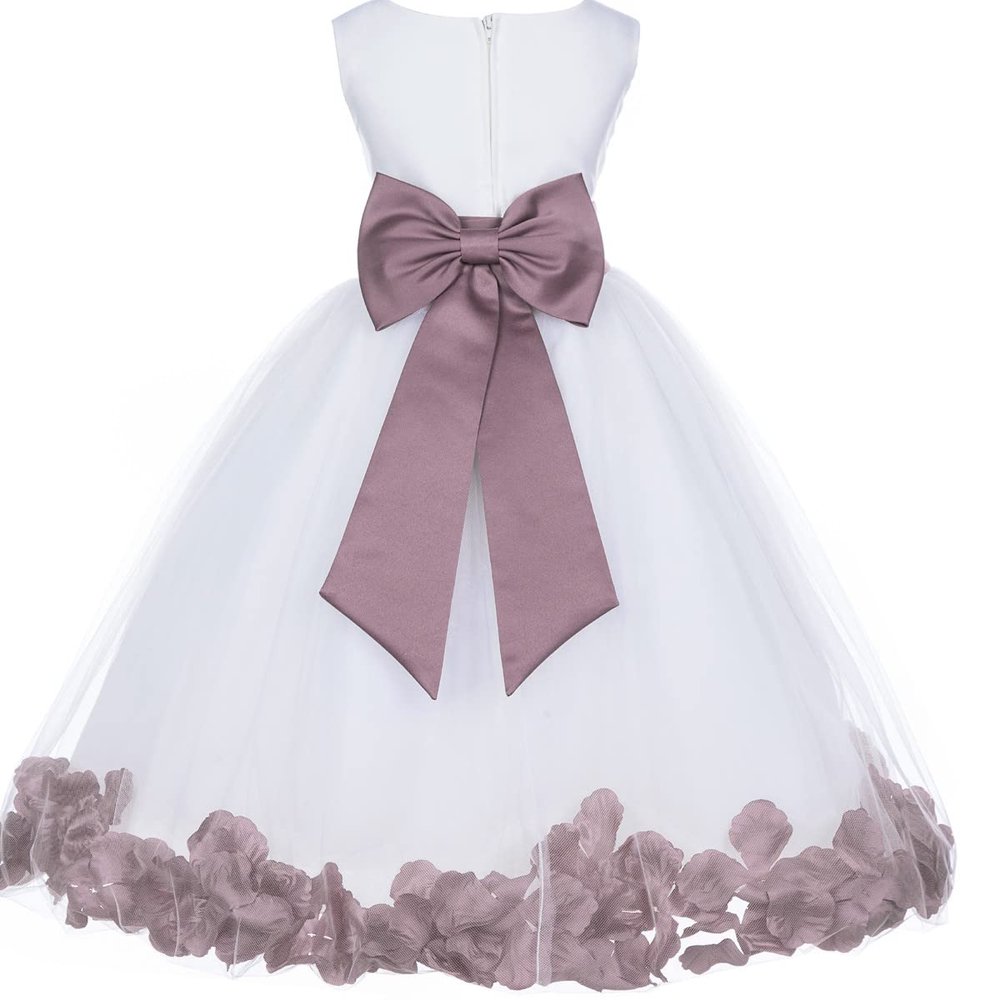 Wedding Rose Petals White Tulle Flower Petals Girl Toddler Gown Handmade 302T 4