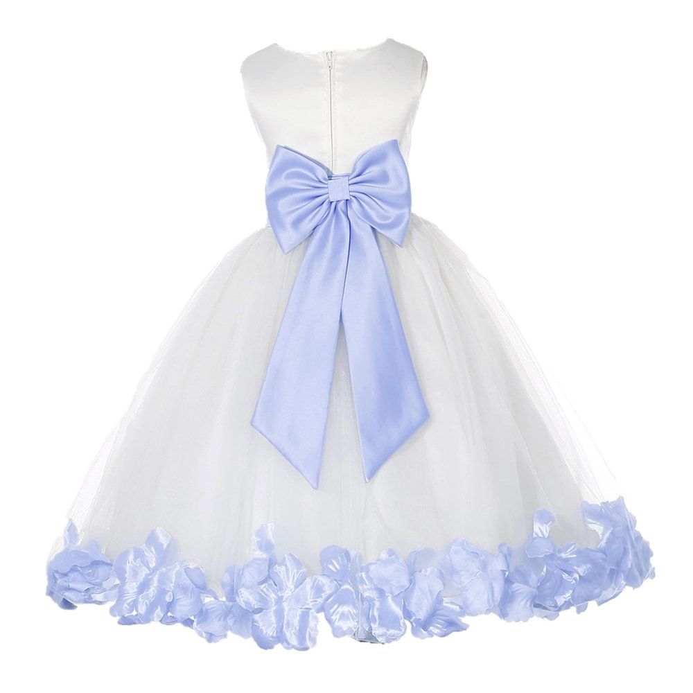ekidsbridal Flower Petals Girl White Dress with Tiebow Wedding Pageant 302T 12