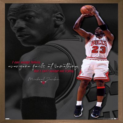 Trends International Michael Jordan - Can't Accept Not Trying Wall Poster, 22.375" x 34", Bronze Framed Version