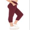 Leggings Depot Womens Relaxed fit Jogger Pants - Track Cuff Sweatpants with Pockets, Capri-Burgundy, Medium view 1