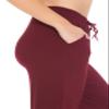 Leggings Depot Womens Relaxed fit Jogger Pants - Track Cuff Sweatpants with Pockets, Capri-Burgundy, Medium view 4