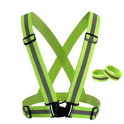 TopTie High Visibility & Comfortable Reflective Vest, Gear for Jogging, Biking, Walking, 2 x Armbands Included-NeonGreen-L