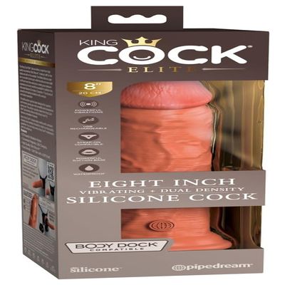 King Cock Elite 8" Vibrating Silicone Dual Density Cock - Tan