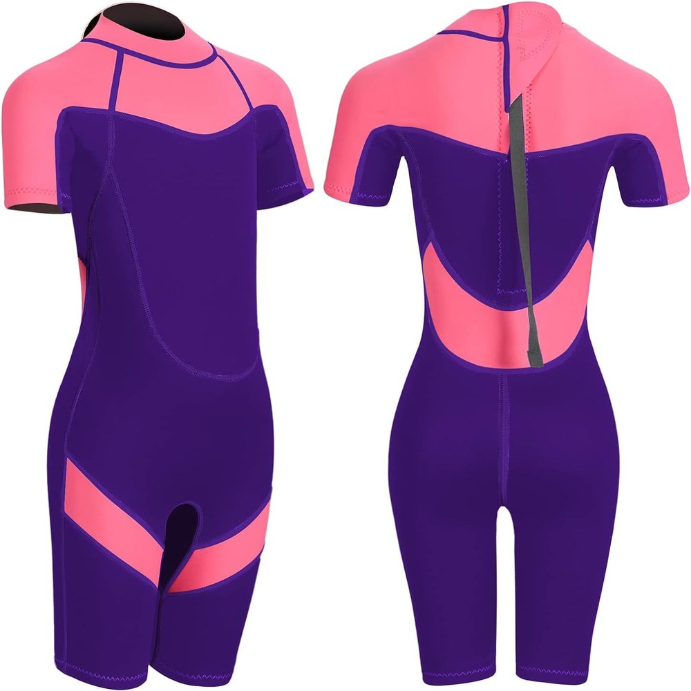 FLEXEL Kids Wetsuit for Boys Girls Toddlers, 2mm Back Zipper Shorty Wetsuit, 3mm Long Sleeve Back Zip Full Wetsuit, Neoprene Thermal Swimsuits for Diving Surfing Swim Lessons