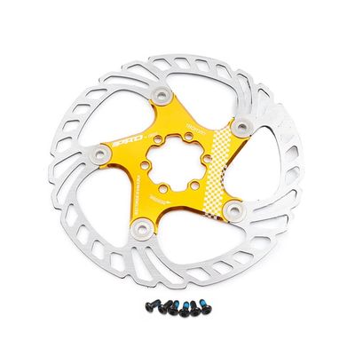 QHYRZE Bike Disc Brake Rotor 140mm 160mm 180mm 203mm Stainless Steel with 6 Bolts Brake Disc Floating Heat Dissipation Rotors for Road Bike Mountain Bike MTB BMX Bicycle (Color : Gold, Size : 203mm)