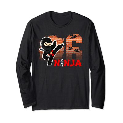 6 Years Old Shirt Gift I Ninja Party Gifts for Boys Bday Long Sleeve T-Shirt