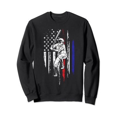 Baseball American Flag Batter Hitting USA 4th Of July Gift Sweatshirt