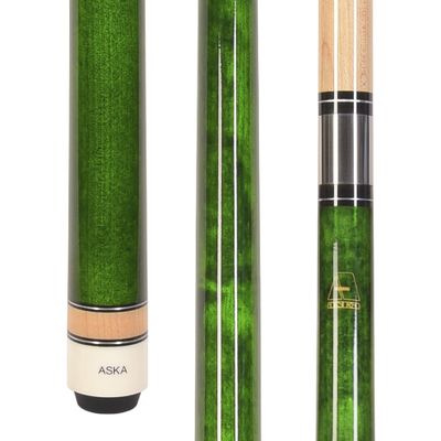 ASKA L3 No Wrap Pool Cue Stick, 58" Hard Rock Canadian Maple, 13mm Hard Tip, 5/16x18 Stainless Steel Joint (20-Ounce, Green)