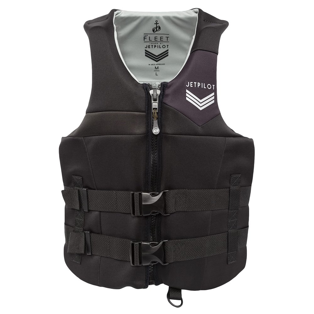 Jetpilot Fleet Neoprene Dual Coast Guard Approved Life Jacket PFD (Black, L/XL)