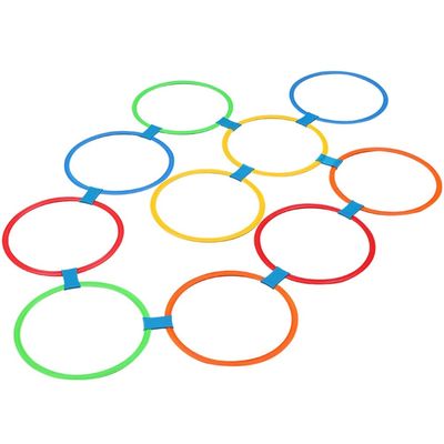 AGYHAM Hop Floor Hopscotch Ring Game, Kids Balance Coordination Agility Speed Training Game Equipment, 10 Rings10 Buckle (Size : 28cm/11in)