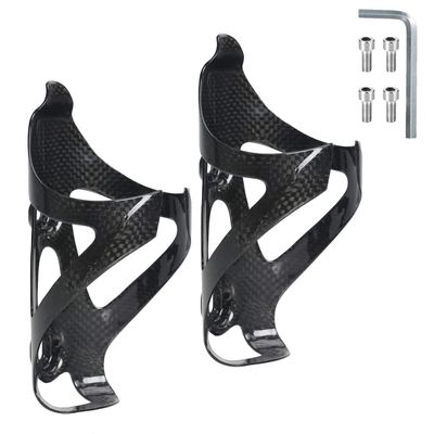 KABON Bike Water Bottle Holder, Lightweight 3K Carbon Fiber Bicycle Drink Water Bottle Cages for Road Mountain Bike Cycling Accessories - Pack of 2