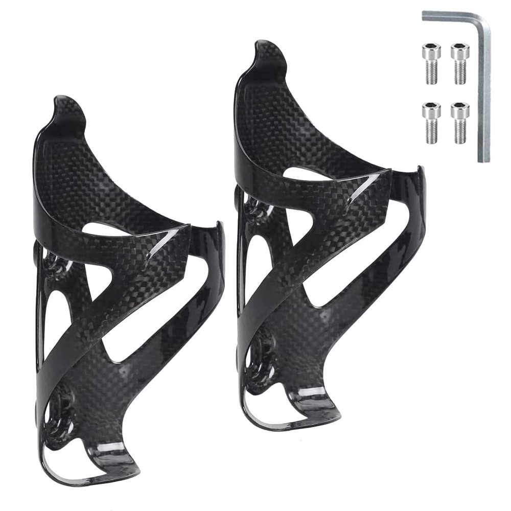 KABON Bike Water Bottle Holder, Lightweight 3K Carbon Fiber Bicycle Drink Water Bottle Cages for Road Mountain Bike Cycling Accessories - Pack of 2