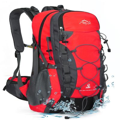 INOXTO lightweight Hiking Backpack 35L/40L Hiking Daypack with Waterproof Rain Cover for Travel Camping Outdoor Men and Women (40L Red)