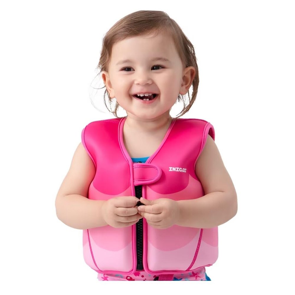 INIGGII Toddler Swim Vest, Swim Jacket for Kids, Infant Swim Trainer Vest for 20-28 lbs (Age 18 Months-2 Years Old Girls) with Adjustable Safety Strap
