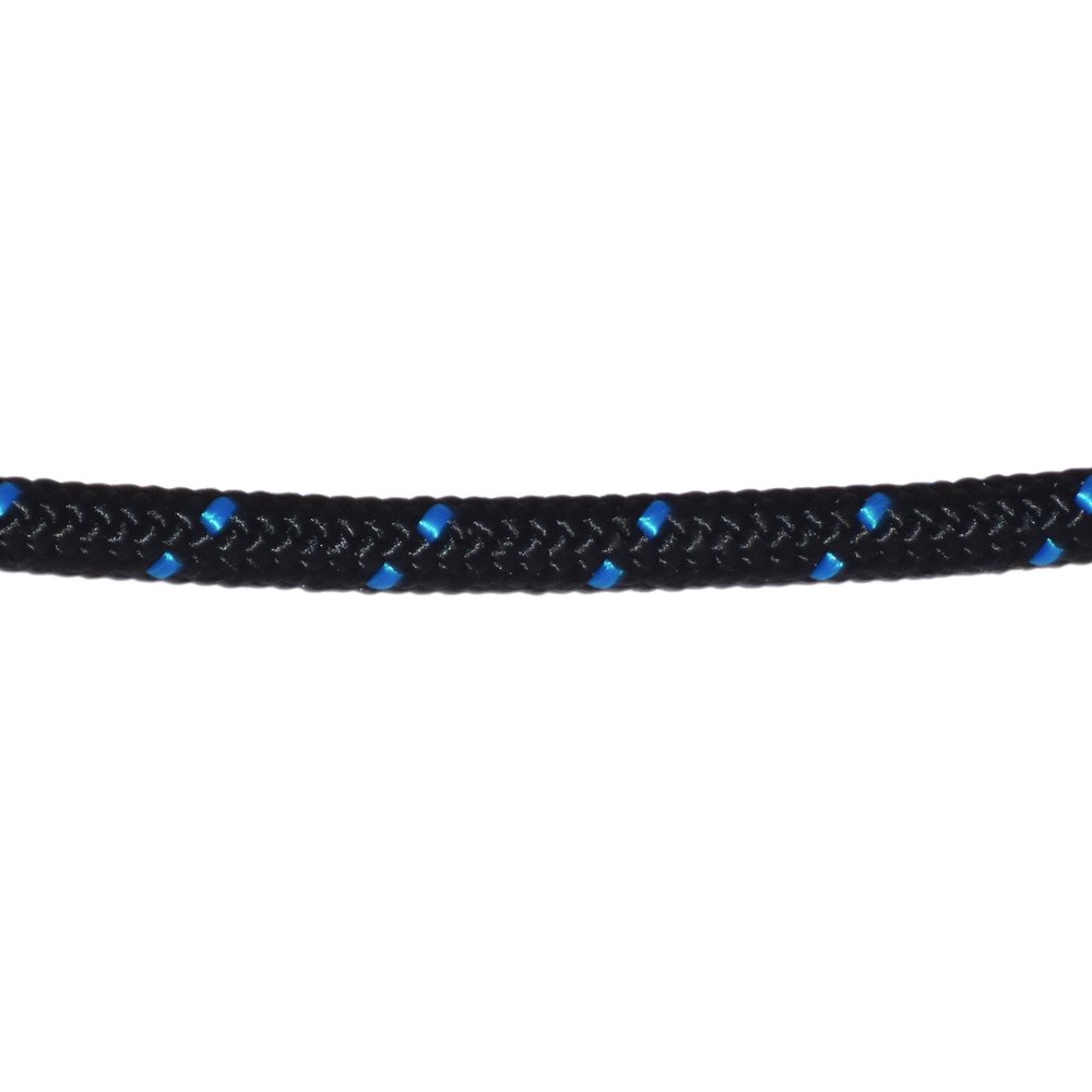 CBKnot Premium 1/4" Stiff Polyester Halter Cord Rope - Used by Elite Trainers for Halter Manufacturing. Low Stretch, High Strength, Made in The USA (200 ft. Hank, Black w/Blue)