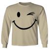 0460. Cute Graphic Happy Funny Winking Smile Smiling face Positive Flirting Men's Long Sleeve t Shirt (Beige X-Large) view 1