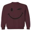 VICES AND VIRTUESS 0460. Cute Graphic Happy Funny Winking Smile Smiling face Positive Flirting Men's Crewneck Sweatshirt (Maroon Large) view 1