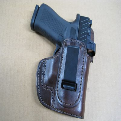 Azula Fully Lined IWB in The Waist Band Leather Concealed Carry Holster for Glock 43, 43X with Red Dot Sight CCW Brown RH