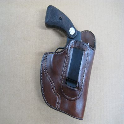 Azula Fully Lined IWB in The Waist Band Leather Concealed Carry Holster for Smith & Wesson S&W J Frame 2 Inch Barrel Revolver CCW Brown RH