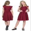 Quedoris Girls Ruffle Trim Sleeveless Belted Dress with Zipper Wine 160Y view 4