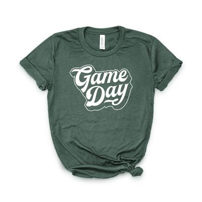 Football Shirt, Game Day Tee, Game Day Gift, Football Mom, College & High School, Season, Bella Canvas Soft-Feel Unisex Tee Heather Forest Green