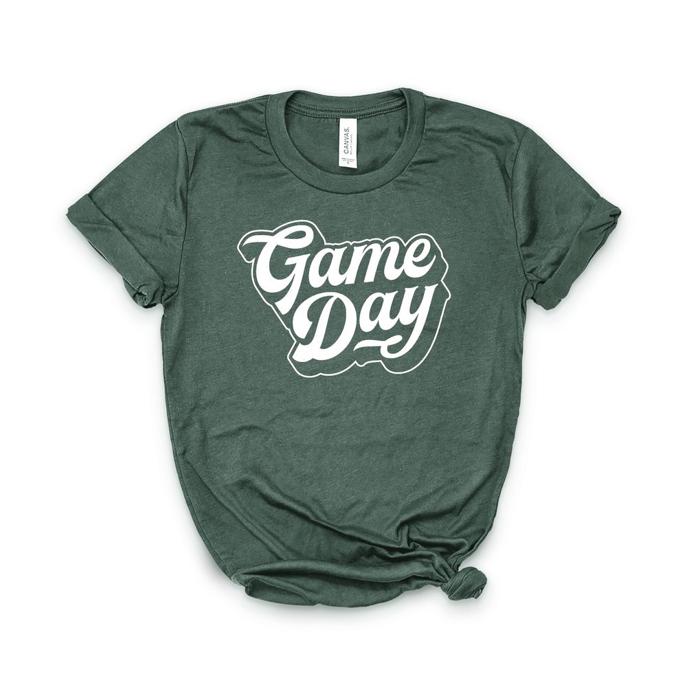 Football Shirt, Game Day Tee, Game Day Gift, Football Mom, College & High School, Season, Bella Canvas Soft-Feel Unisex Tee Heather Forest Green