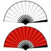 13-inch Rainbow Blank Folding Silk Cloth Fans - Multi-Purpose Dance Fans, Wedding Party Decor & Home Decoration, Crafts Gift for Men and Women (Red White)