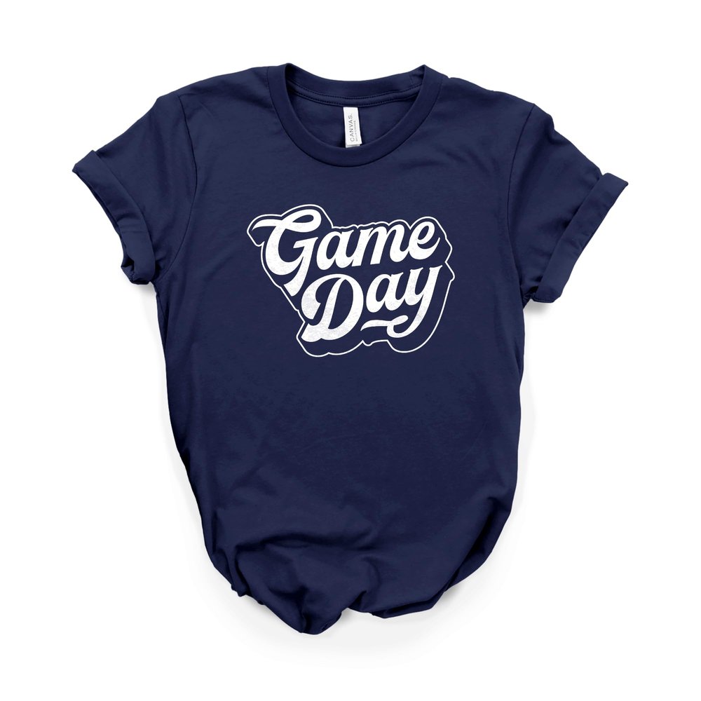 Football Shirt, Game Day Tee, Game Day Gift, Football Mom, College & High School, Season, Bella Canvas Soft-Feel Unisex Tee Navy