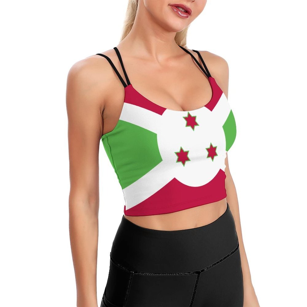 Burundi Flag Women's Tank Top Shirts Back Sports Tank Tops Flowy Workout Yoga Tanks L