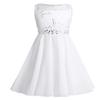 RUNQHUI Kids Flower Girls Lace Chiffon Wedding Dress Bridesmaid Pageant Party Formal Evening Gown Tulle Bow Dresses Ivory 4 Years view 1