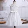RUNQHUI Kids Flower Girls Lace Chiffon Wedding Dress Bridesmaid Pageant Party Formal Evening Gown Tulle Bow Dresses Ivory 4 Years view 4