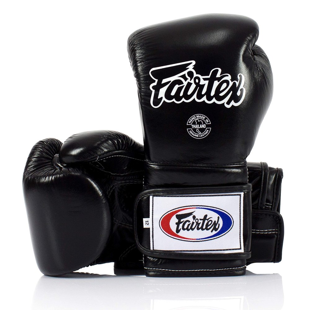 Fairtex Muay Thai Boxing Gloves BGV9 - Heavy Hitter Mexican Style Training & Sparring Gloves for Kick Boxing MMA K1 (Black, 10 oz)