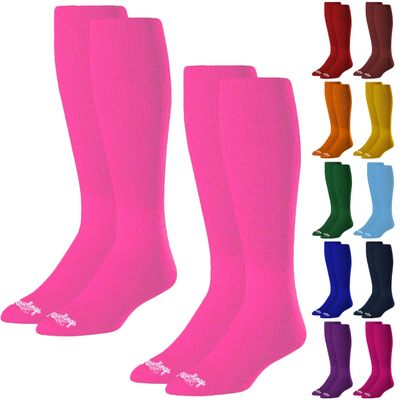 Rawlings Baseball / Fastpitch Softball Socks | 2 Pair | Pink | Small