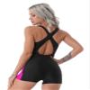 Fldy Women's Athletic Boyleg One Pieces Swimsuit Slimming Bathing Suit Training Swimwear Gym Yoga Workout Bodysuit Rose Red 3X-Large view 2