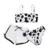 POLG Kids Girls 3 Piece Tankini Swimsuits Sunflower Print Bikini Bathing Suit with Briefs 8-12 Years Girls Bikini Swimsuit (F-Black, 11-12 Years) view 1