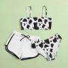 POLG Kids Girls 3 Piece Tankini Swimsuits Sunflower Print Bikini Bathing Suit with Briefs 8-12 Years Girls Bikini Swimsuit (F-Black, 11-12 Years) view 2