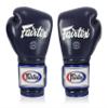Fairtex Muay Thai Boxing Gloves BGV9 - Heavy Hitter Mexican Style Training & Sparring Gloves for Kick Boxing MMA K1 (Blue/Blue Piping, 16 oz) view 3