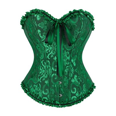 Frawirshau Corset Top - Black and Green Renaissance Fairy Corset Size S