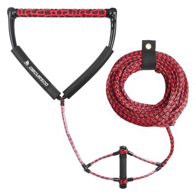 Obcursco Wakeboard Rope, 75FT Water Ski Ropes with EVA Handle, 4 Sections Wake Board Rope for Water Skiing, Wakeboard, Kneeboard (75FT,Red & Black)