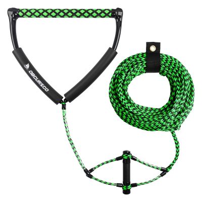 Obcursco Wakeboard Rope, 75FT Water Ski Ropes with EVA Handle, 4 Sections Wake Board Rope for Water Skiing, Wakeboard, Kneeboard (75FT,Green & Black)