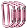 FresKaro 3inch Locking Carabiner Clips with a Twist Auto Lock, Heavy Duty Rated 2698lbs, Lightweight & Rustproof 7075 Aluminum, for Hammocks, Yoga Swings, Camping, Keychain or Backpacks. 3pack, Pink view 1
